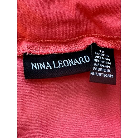 Nina Leonard Orange High Rise Pull-on Ruffle Hem Cropped Pants Size 1X - Picture 6 of 9